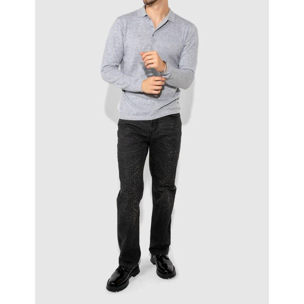 NEW MONFRERE caine straight leg jeans in leopard flock